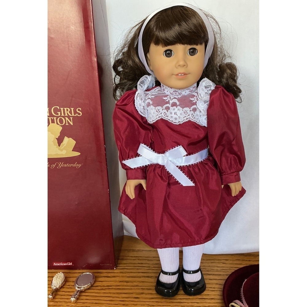 American Girl Samantha Doll Pleasant Company Burgundy Dress Accessories 6 Books